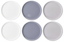 Cookinglife Dinnerware Set Siaki - White / Blue / Grey - Porcelain 18-piece / 6 people - 6 dinner plates, 6 side plates and 6 bowls