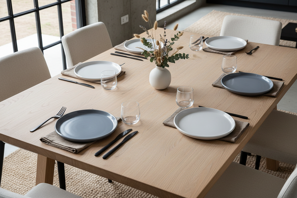 Cookinglife Dinner Plates Siaki - White / Blue / Grey ø 26.5 cm - Porcelain - 6 pieces