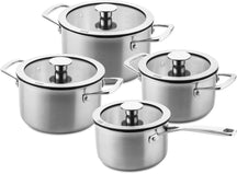 DUCQ Cookware set (Cooking pan ø 18 / 20 / 20 cm + sauce pan ø 16 cm) + Lids - DUCQ sauce pan with lid - Downdraft - stainless steel - ø 16 cm stainless steel - 4 piece set