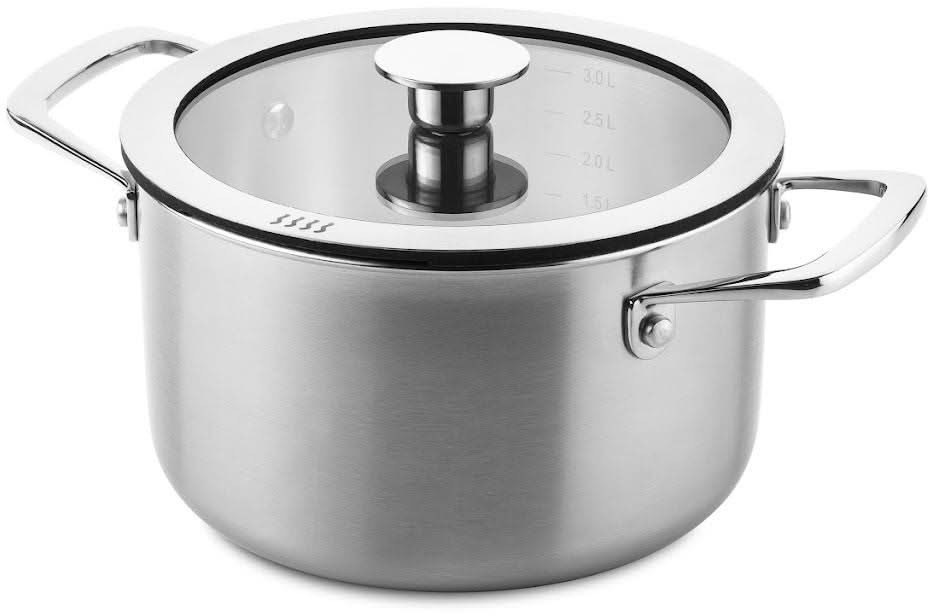 DUCQ Cookware set (Cooking pan ø 16 / 18 / 20 / 24 cm + sauce pan ø 16 cm + Casserole ø 26 cm) + Lids - Downdraft - stainless steel - 6 piece set