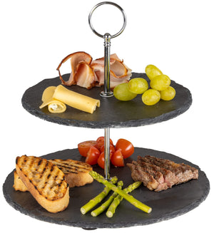 Sareva Etagere - Serving Tower - Slate - ø 20 & 22 cm - 2 Layer