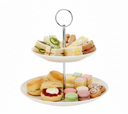 Cookinglife Porcelain 2-Tier Etagère ø 17 & 21 cm - Serving Tower for Appetizers and Desserts