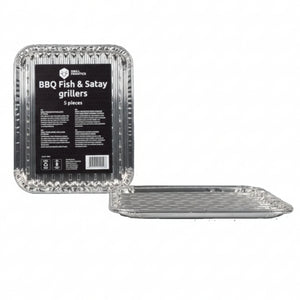 Grill Fanatics Grill Tray Aluminium 28 x 23 cm - BBQ Tray 5 pcs Grey