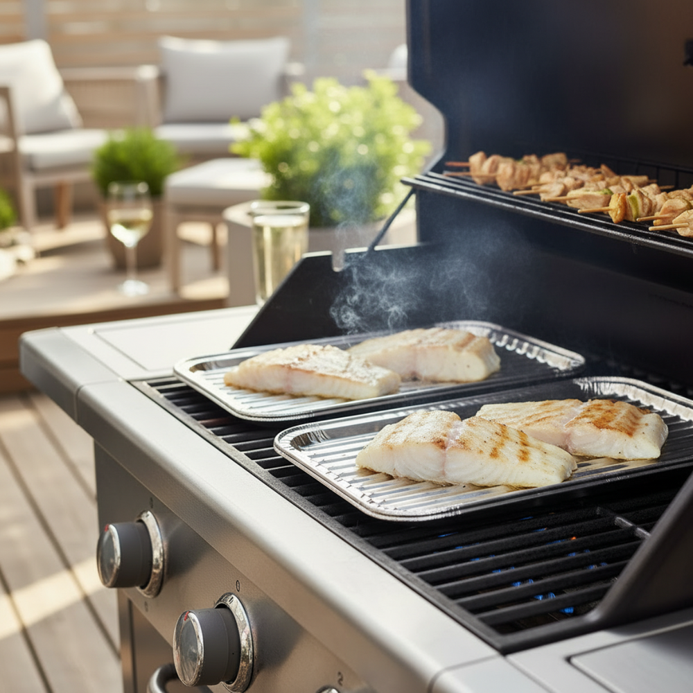 Grill Fanatics Grill Tray Aluminium 28 x 23 cm - BBQ Tray 5 pcs Grey