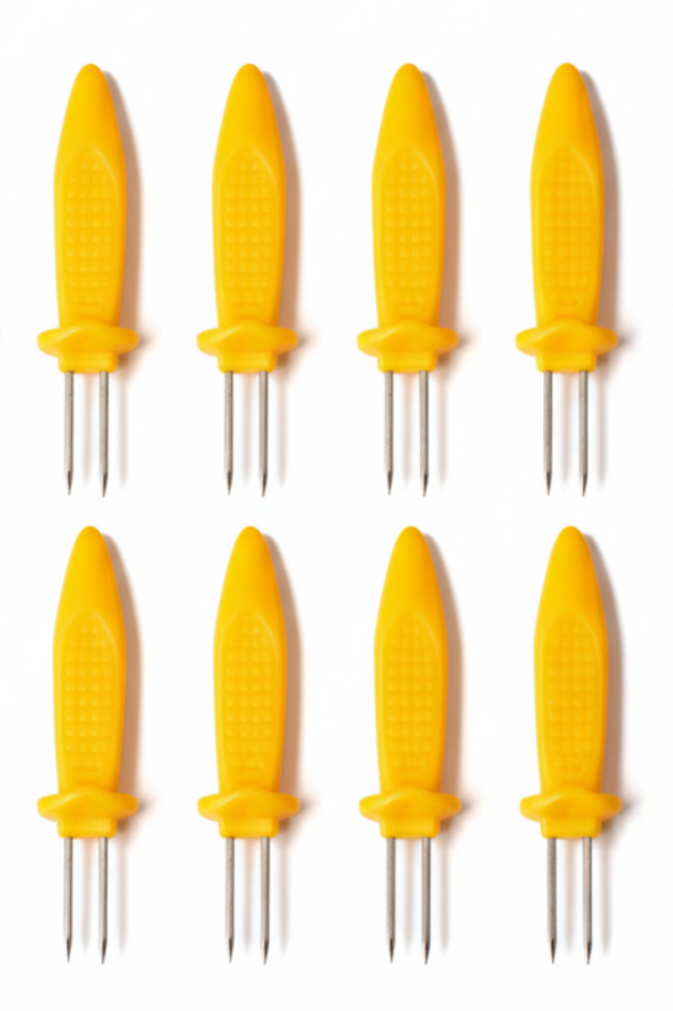 Grill Fanatics Corn Holder Set Stainless Steel 8.5cm Yellow - Corn Cob Skewers
