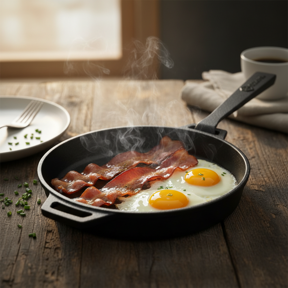 Cookinglife Grill Frying Pan / Skillet Cast Iron ø 25 cm - Detachable handle