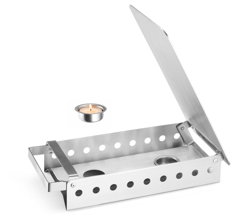 Hendi Plate warmer with 2 candle holders - Stainless steel - 33 x 18 x 6.5 cm
