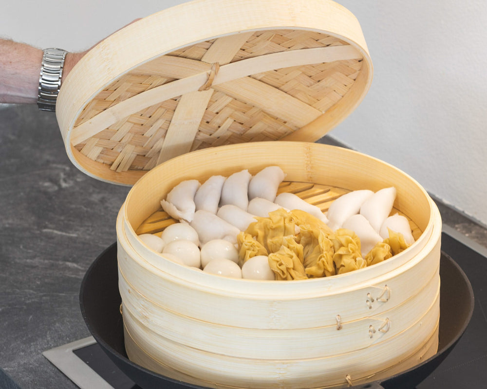 Sareva Steaming basket / Dim Sum basket / serving basket - Bamboo - 2-layer - ø 30 cm