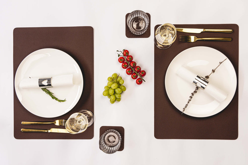 Jay Hill Placemats - Vegan Leather - Brown/Sand - double sided - 46 x 33 cm - 6 Pieces