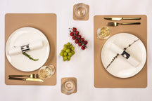 Jay Hill Placemats - Vegan Leather - Brown/Sand - double sided - 46 x 33 cm - 6 Pieces