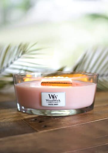 WoodWick Scented Candle Ellipse Coastal Sunset - 9 cm / 19 cm - Scented Candle in Glass - Wooden Wick