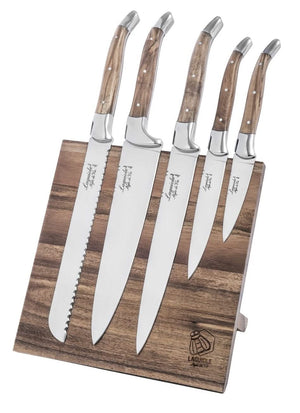 Laguiole Style de Vie Chef's Knife Set Olivewood Magnetic Acacia Wood