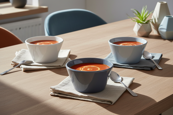 Cookinglife Soup Bowls / Bowls - Siaki White / Blue / Gray ø 14 cm - Porcelain - 6 pieces