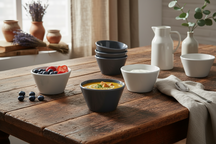 Cookinglife Soup Bowls / Bowls - Siaki White / Blue / Gray ø 14 cm - Porcelain - 6 pieces