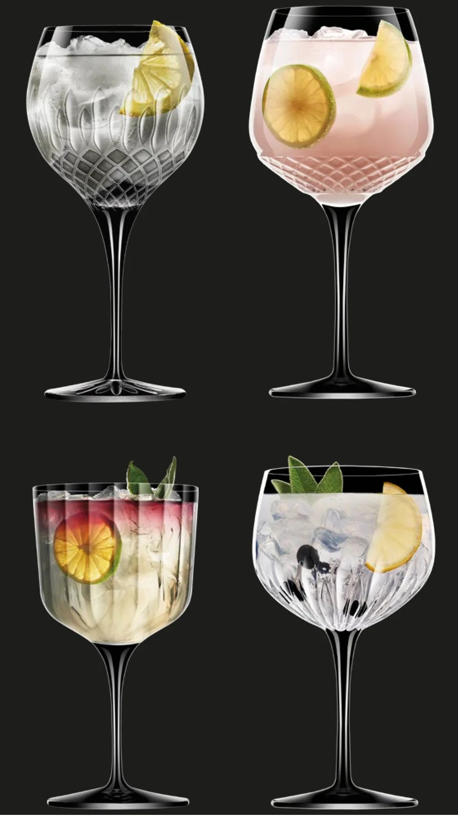 Luigi Bormioli Gin Tonic Glasses - Cocktail glasses - Bach - 600 ml - 4 pieces