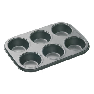 MasterClass Muffin Pan 6-cup - Steel 27 x 18 cm - Cupcake Tin - Non-Stick
