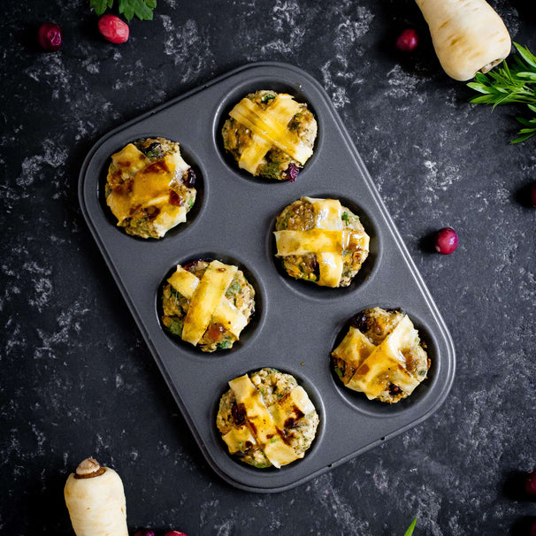 MasterClass Muffin Pan 6-cup - Steel 27 x 18 cm - Cupcake Tin - Non-Stick
