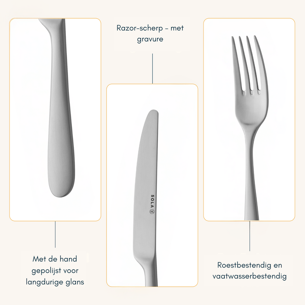 Sola Cutlery Set Nordica MAT - 18/10 Stainless Steel - 70 pieces / 8 people