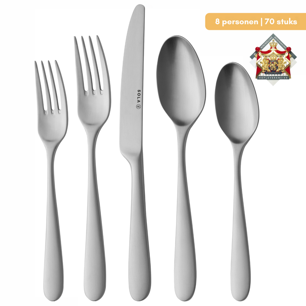 Sola Cutlery Set Nordica MAT - 18/10 Stainless Steel - 70 pieces / 8 people