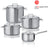 Mepra Cookware set Stile (Cooking pan ø 18 / 20 / 22 + sauce pan ø 16 cm) + Lids - stainless steel - 4 piece set