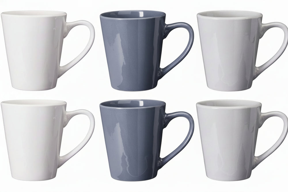 Cookinglife Mugs Siaki - White / Blue / Grey 350 ml - Porcelain - 6 pieces
