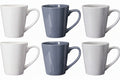 Cookinglife Mugs Siaki - White / Blue / Grey 350 ml - Porcelain - 6 pieces