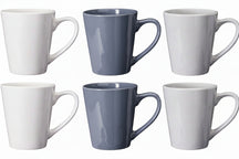 Cookinglife Mugs Siaki - White / Blue / Grey 350 ml - Porcelain - 6 pieces