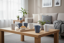 Cookinglife Mugs Siaki - White / Blue / Grey 350 ml - Porcelain - 6 pieces