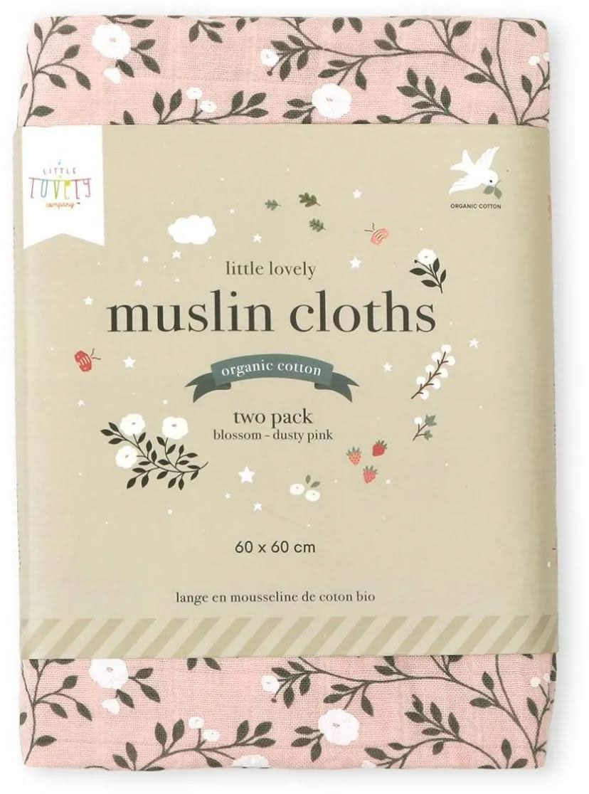 A Little Lovely Company Hydrophilic Cloth - Blossom - Dusty Pink - 2 Pieces