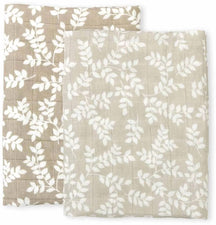 A Little Lovely Company Hydrophilic Cloth - Leaves - Taupe - 2 Pieces