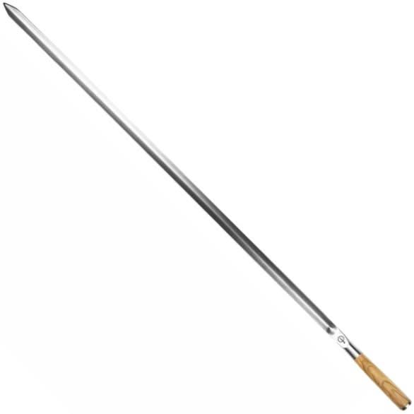 Forged BBQ Skewer Churrasco - Olive wood / Steel - V -. mould - 70cm