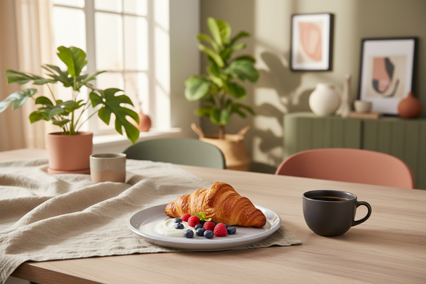 Cookinglife Breakfast Plates / Dessert Plates Siaki - White / Blue / Grey ø 19 cm - Porcelain - 6 pieces