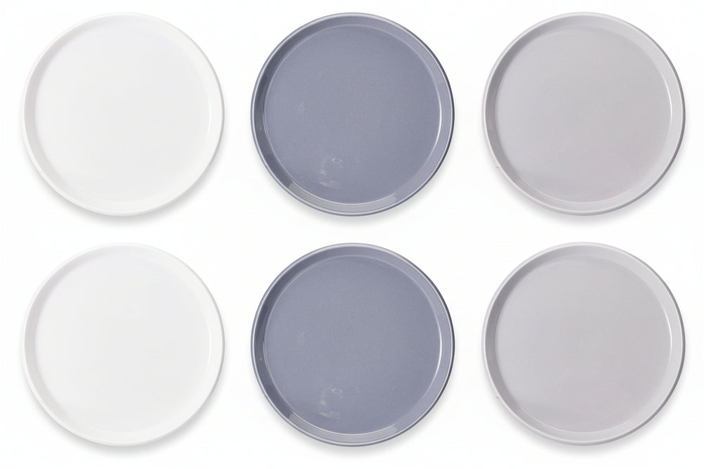 Cookinglife Dinnerware Set Siaki - White / Blue / Grey - Porcelain 18-piece / 6 people - 6 dinner plates, 6 side plates and 6 bowls