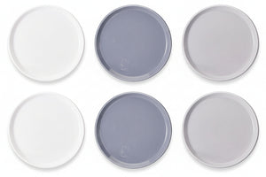 Cookinglife Breakfast Plates / Dessert Plates Siaki - White / Blue / Grey ø 19 cm - Porcelain - 6 pieces
