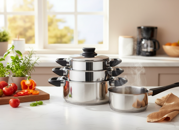 Cookinglife Cookware Set Stainless Steel / Black 4-Piece