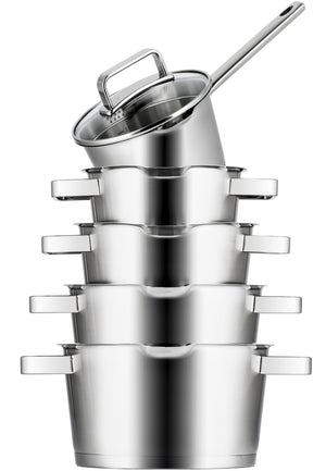 Sola Cookware Set Diamond - Stainless Steel - Cooking Pot ø 16, 18, 20, 24 cm & Saucepan ø 16 cm - Suitable for induction - 5 Pieces