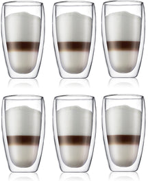Bodum Double-walled Latte Macchiato Glasses Pavina - Patented Valve - 450 ml - 6 pieces