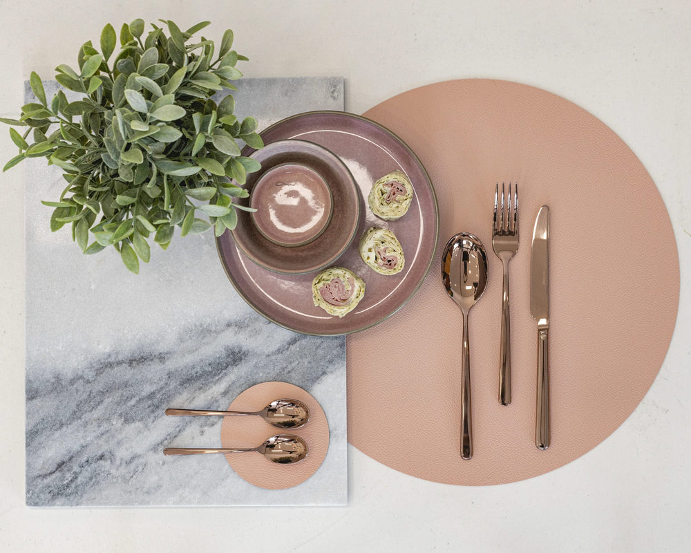 Jay Hill Placemat - Vegan leather - Grey / Pink - double sided - ø 38 cm