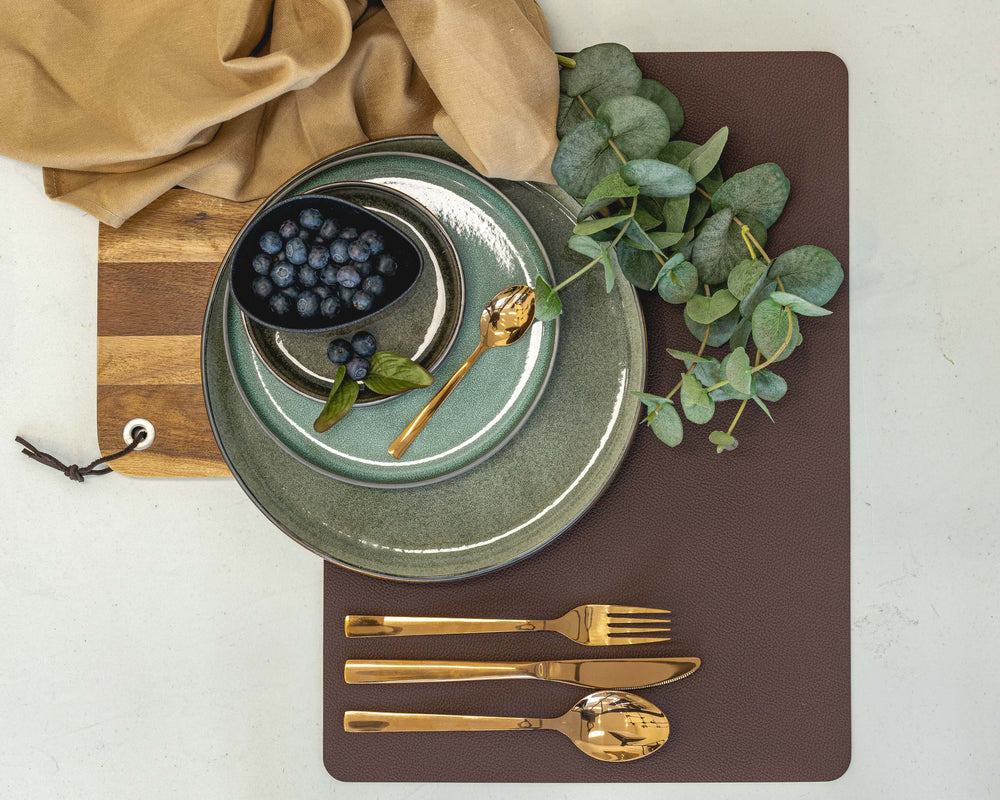 Jay Hill Placemats - Vegan Leather - Brown/Sand - double sided - 46 x 33 cm - 6 Pieces