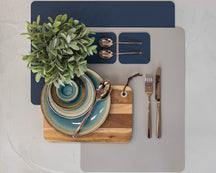 Jay Hill Placemat - Vegan leather - Gray / Blue - double sided - 46 x 33 cm