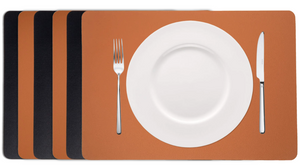Cookinglife Placemats - Double-sided - Vegan leather - Cognac / Black 46 x 33 cm - 6 pieces