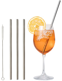 Sareva Reusable straws - with brush - stainless steel - 4 pieces