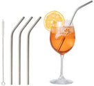 Sareva Reusable straws - with brush - stainless steel - Curved - 4 pieces