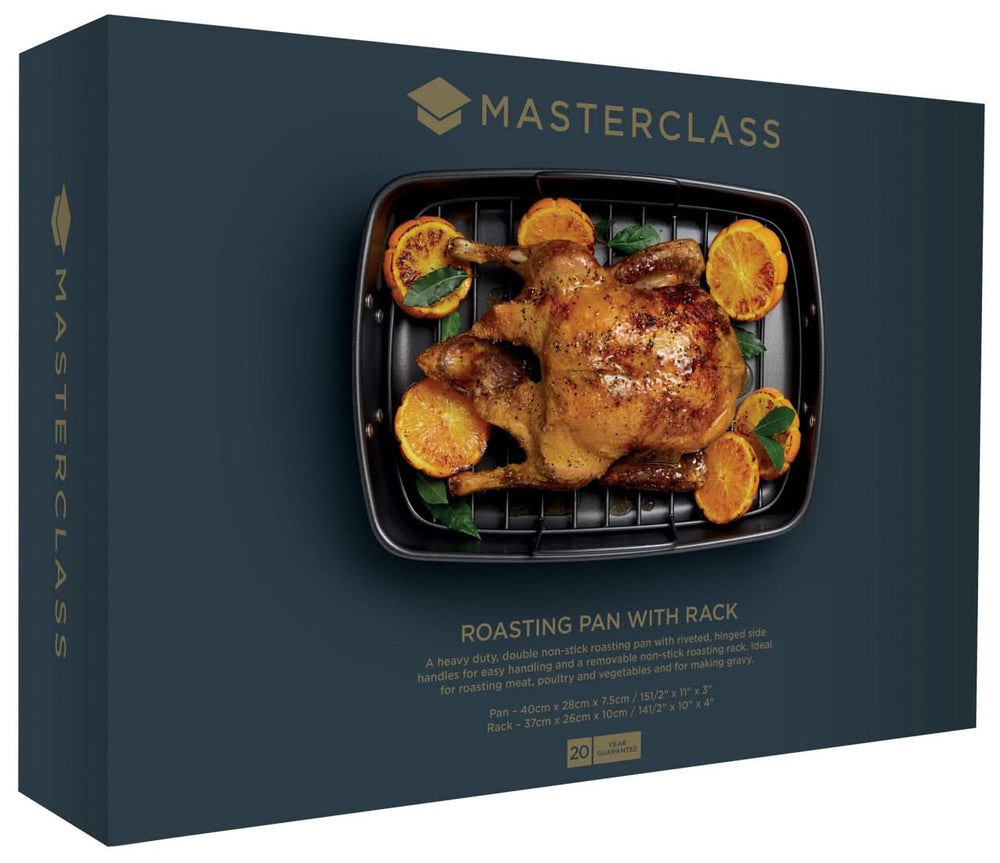 MasterClass Roasting pan with grid - 40 x 28 cm - standard non-stick coating