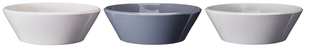 Cookinglife Dinnerware Set Siaki - White / Blue / Grey - Porcelain 18-piece / 6 people - 6 dinner plates, 6 side plates and 6 bowls