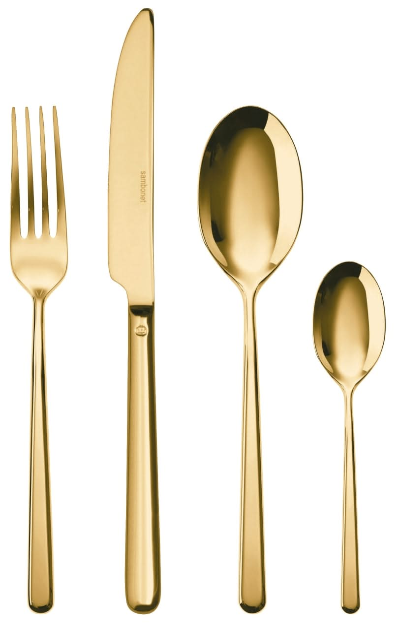 Sambonet Cutlery set Linear - Gold - 24 pieces / 6 persons