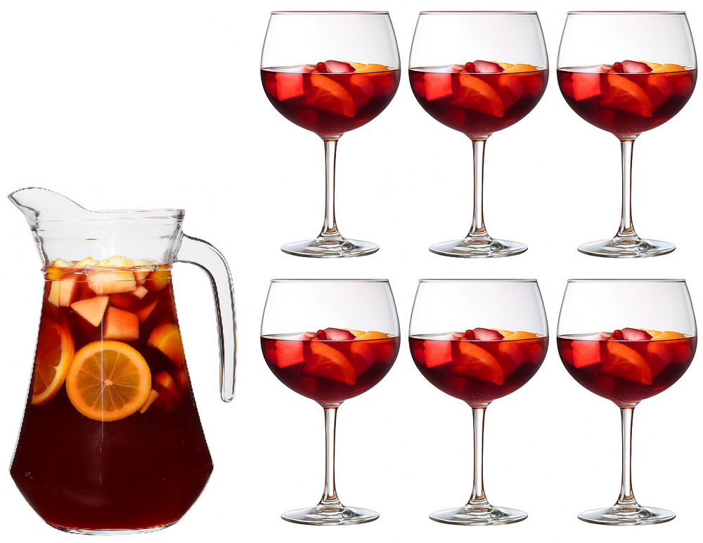 Sangria set (Luminarc carafe Broc 1.6L + Cosy Moments Sangria glasses 700 ml - 6 pieces)