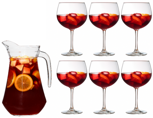Sangria set (Luminarc carafe Broc 1.6L + Cosy Moments Sangria glasses 700 ml - 6 pieces)