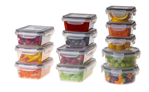 Sareva Fresh food containers Plastic - Clip & Fresh - Freezer trays - BPA Free - 12 piece set