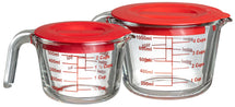 Sareva Measuring Cup Set (500 ml & 1 liter) - with lid - Heat Resistant Glass